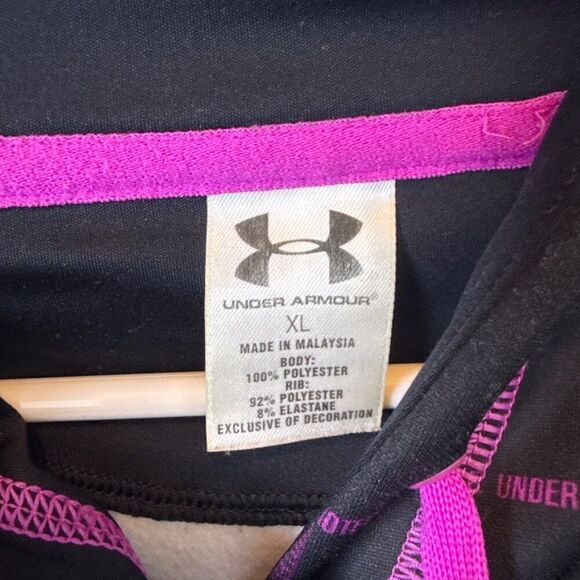 Under Armour XL Mens Black & Purple Hoodie Sweatshirt With Grid Pattern - Picture 4 of 4
